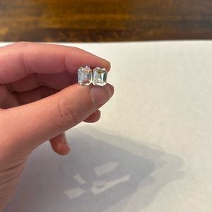 Emerald cut crystal stud earrings